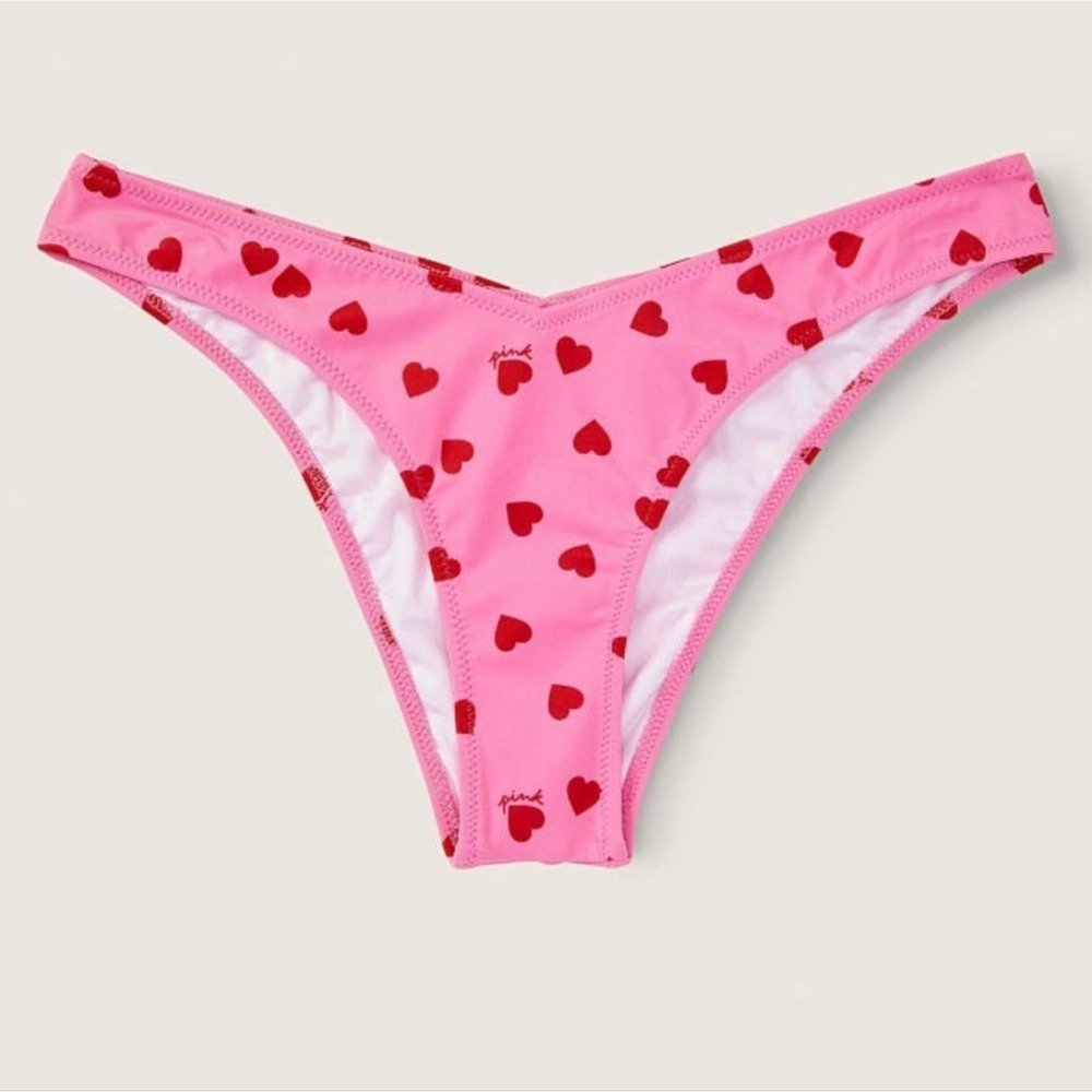 ⭐️VICTORIA'S SECRET PINK V FRONT ITSY BIKINI BOTTOM Dreamy Pink Heart 💕